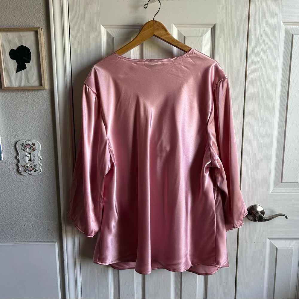 Ashley Stewart pink satin cowl neck blouse - Picture 5 of 5